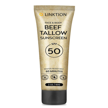Beef Tallow Sunscreen For Face Body: Spf 50 Non Toxic Zinc Oxide Sunblock, Non-Greasy Fragrance-Free Formula All Skin Types 2 Oz