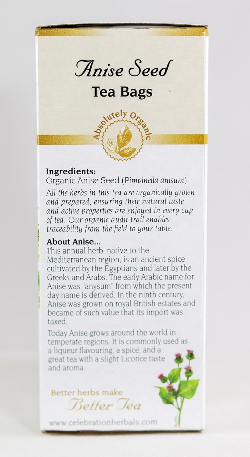 Celebration Herbals Organic Anise Seed Tea Caffeine Free, 24 Herbal Bags : Grocery Tea Sampler : Grocery & Gourmet Food