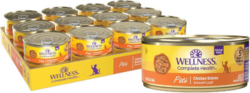 Wellness Complete Health Grain Free Canned Cat Food, Chicken Pate, 5.5 Ounces (Pack Of 24)