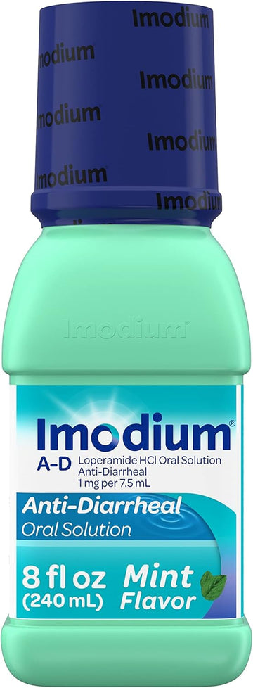 Imodium A-D Liquid Anti-Diarrheal Medicine With Loperamide Hydrochloride To Help Control Symptoms Of Diarrhea Due To Acute, Active & Traveler'S Diarrhea, Mint Flavor, 8 Fl. Oz