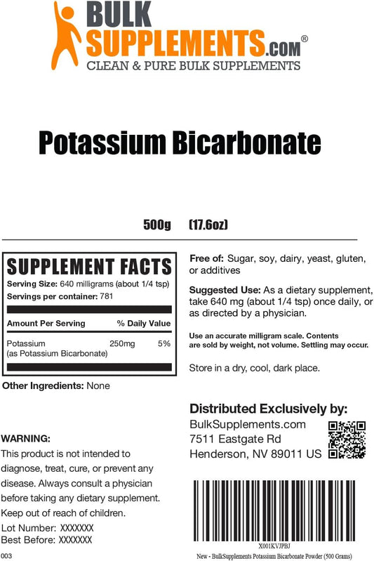 BulkSupplements.com Potassium Bicarbonate Powder - Potassium Powder, P