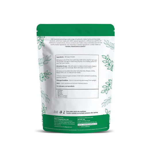 H&C- 100% Natural Bhringraj Powder For Hair (227G / 0.5 Lb/ 08 Oz) - Hair Growth Rejuvenator From Indian Ayurveda