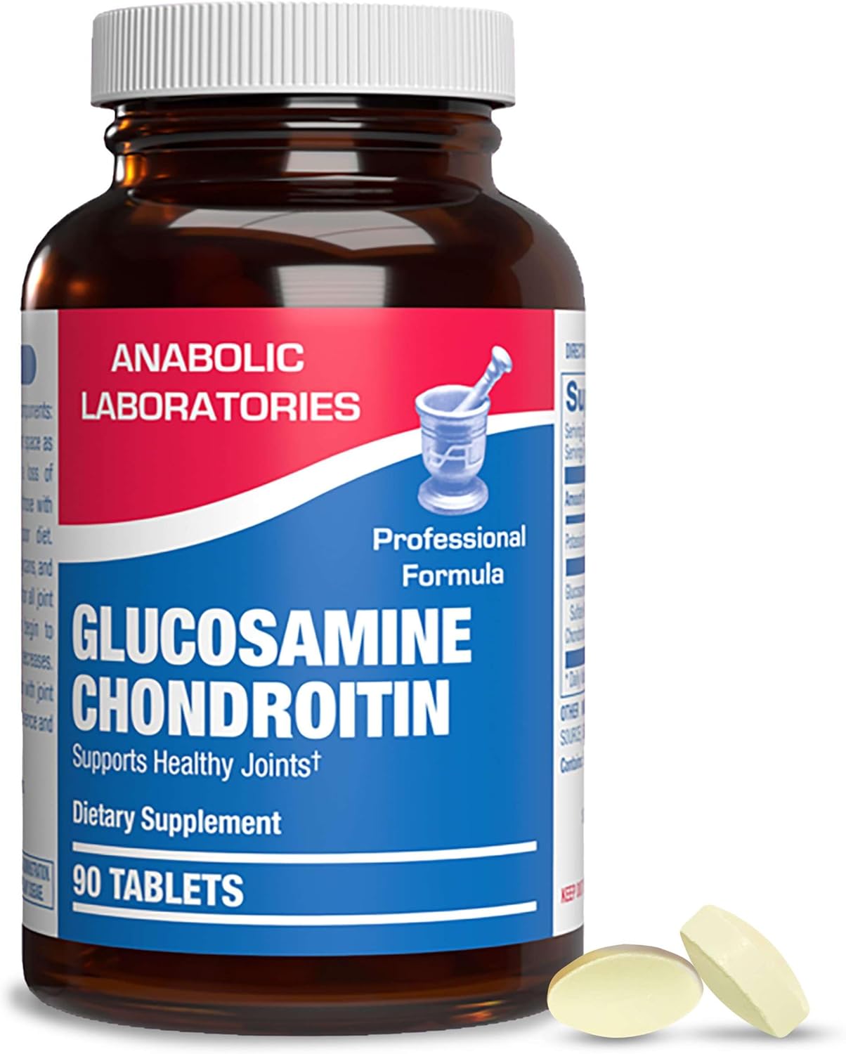 Anabolic Laboratories Glucosamine Chondroitin Tablets - 180 Nutritional Supplements for Joint Health - Contains 500 mg Glucosamine Sulfate Potassium Chloride and 40 mg Chondroitin Sulfate