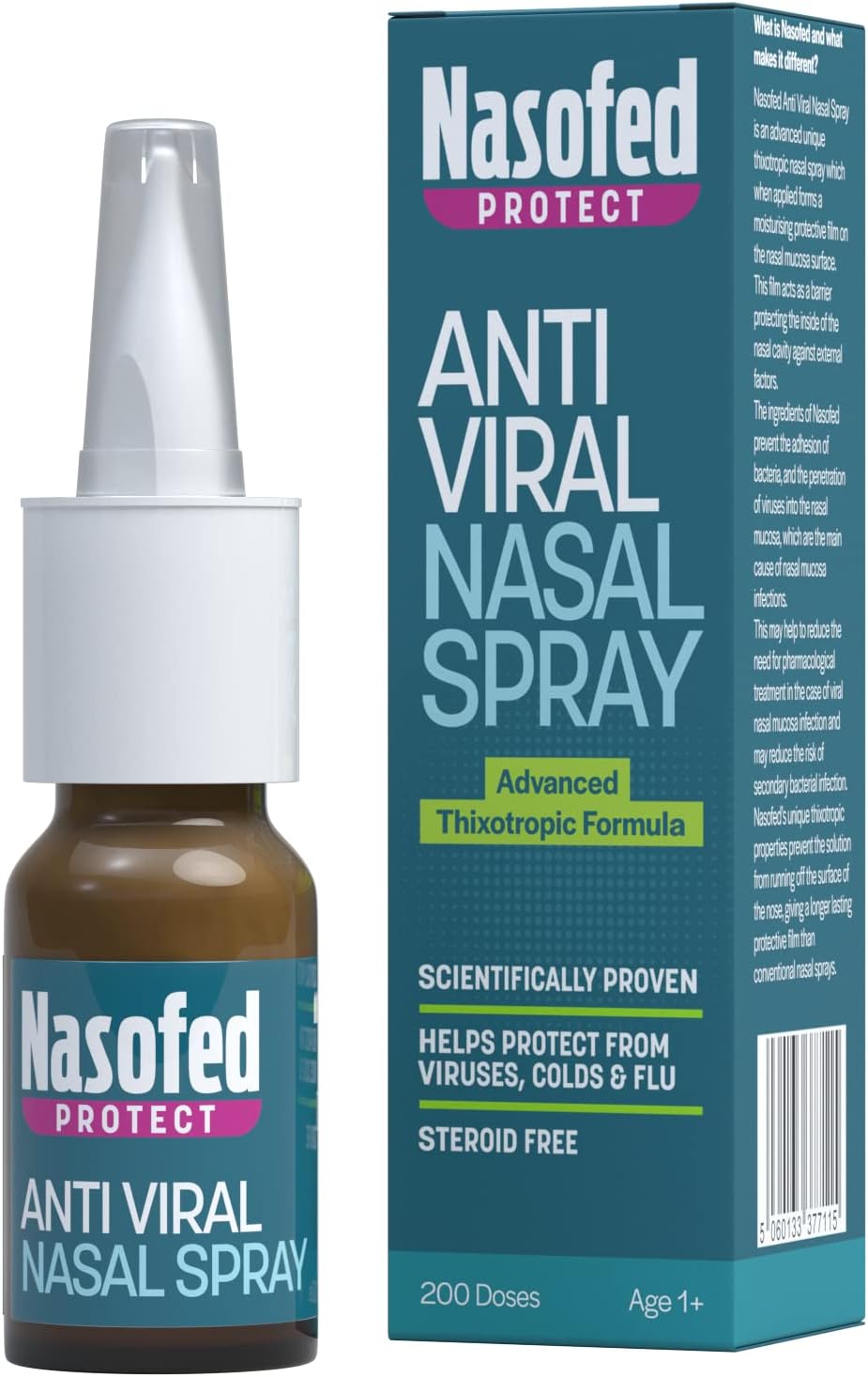 Nasofed Anti Viral Nasal Spray. Helps Protect From Viruses, Colds & Flu. 4 Hours Protection With Each Application. Steroid Free. 1 X 10 Ml