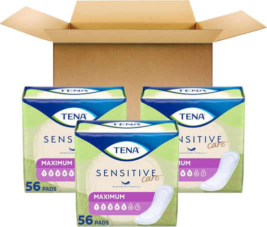 Tena Intimates Maximum Absorbency Incontinence/Bladder Control Pad For Women, Regular Length, 168 Count (3 Packs Of 56)