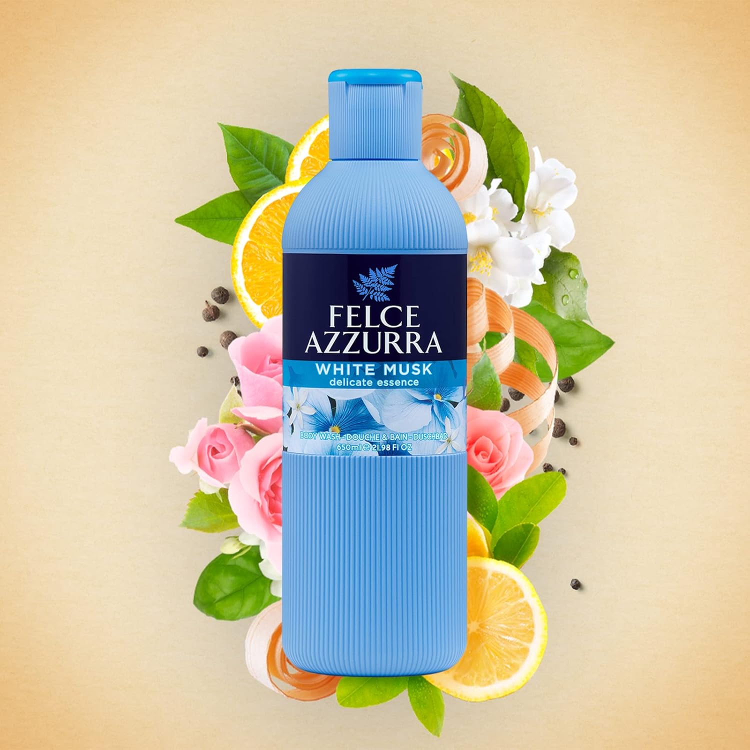Felce Azzurra White Musk - Delicate Essence Body Wash - Fresh And Clean Fragrance - Naturally Moisturized And Scented Skin - Becomes A Soft Touch On Your Skin - Suitable For All Skin Types - 22 Oz : Beauty & Personal Care