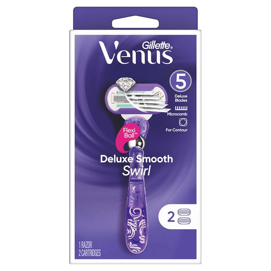 Gillette Venus Deluxe Smooth Swirl Women'S Razor Handle + 2 Blade Refills