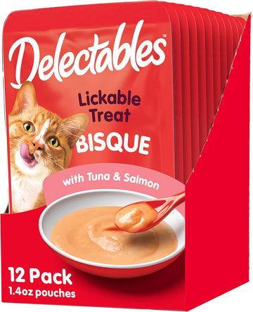 Hartz Delectables Bisque Tuna & Salmon Lickable Wet Cat Treats, 12 Count