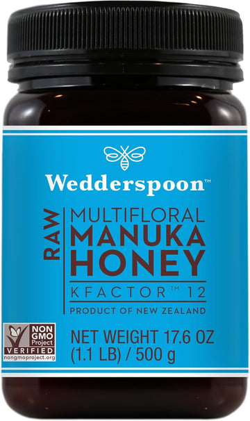 Wedderspoon Raw Premium Manuka Honey, Kfactor 12, 17.6 Oz, Unpasteurized, Genuine New Zealand Honey, Non-Gmo Superfood, Traceable From Our Hives To Your Home