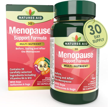 Natures Aid Menopause Support Formula – Multivitamin With Soya Isoflavones & Sage Tablets – Supports Hormonal Balance, Energy & Mood – Vegan, Gluten Free, Non-Gmo – 30 Capsules