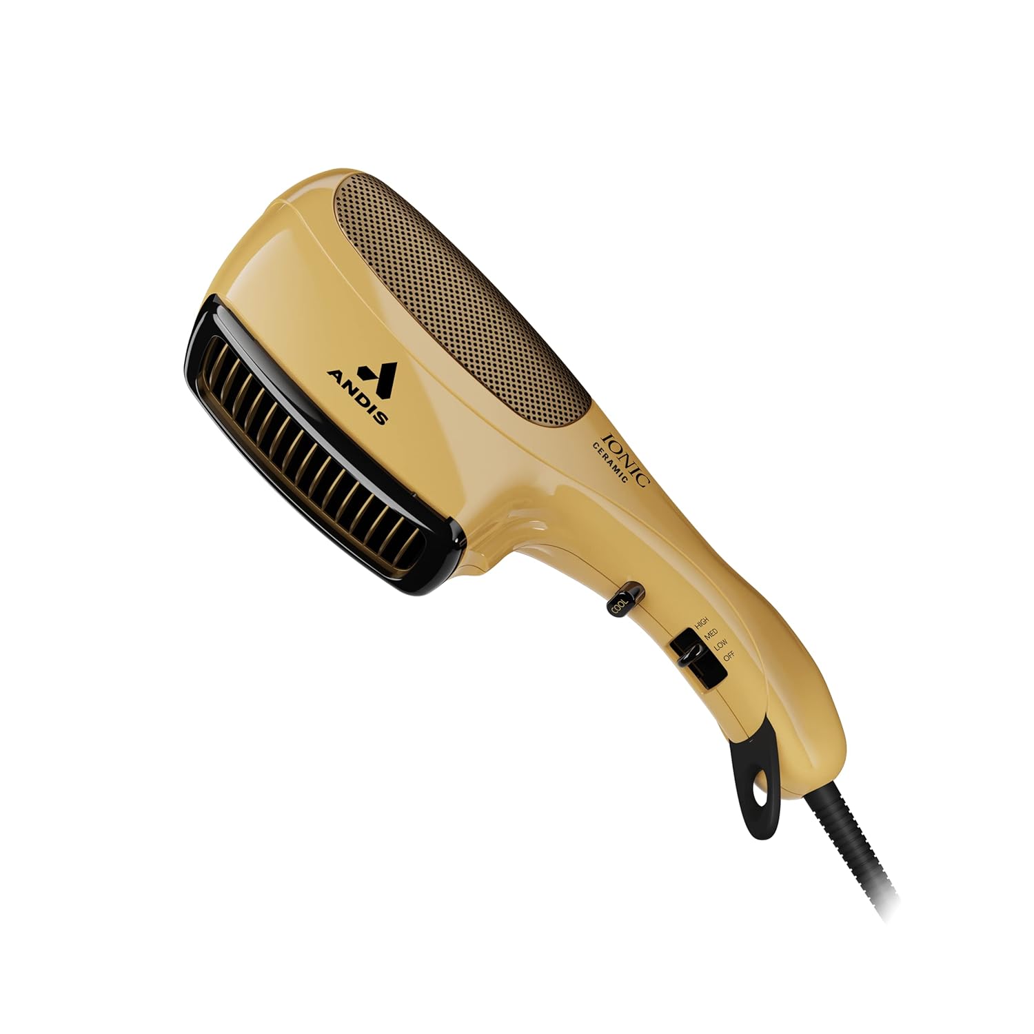 Andis 82125 1875-Watt Tourmaline Ceramic Ionic Styling Hair Dryer, Styling Hair Dryer With Ionic Frizz-Free Technology, No Heat Damage, Lightweight Hairdryer For Normal & Curly Hair - Gold