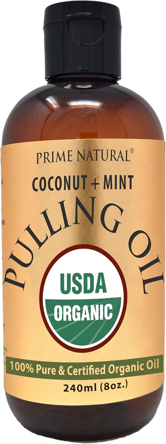Prime Natural Oil Pulling With Organic Coconut & Organic Cinnamon Bark Oil 8Oz - Natural Oral Care & Teeth Whitening - Alcohol Free Mouthwash Freshens Breath, Healthier Teeth & Gums
