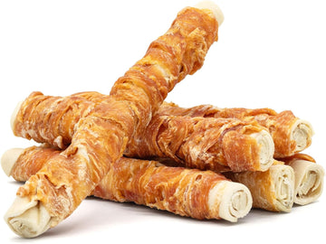 Mon2Sun Dog Treats, 9 Inch Chicken Wrapped Rawhide Rolls Dog Snacks, Teeth Cleaning And Long Lasting Dog Chews For Medium And Large Dogs, 23.28Oz (6 Count-Pack Of 1)