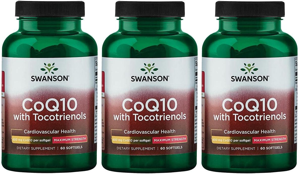 Swanson Coq10 With Tocotrienols - Maximum Strength 600 Mg 60 Sgels 3 Pack