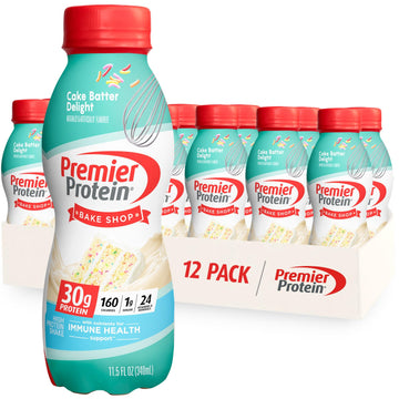 Premier Protein Shake, Cake Batter, 30G Protein, 1G Sugar, 24 Vitamins & Minerals, Nutrients To Support Immune Health, 11.5 Fl Oz, 12 Count