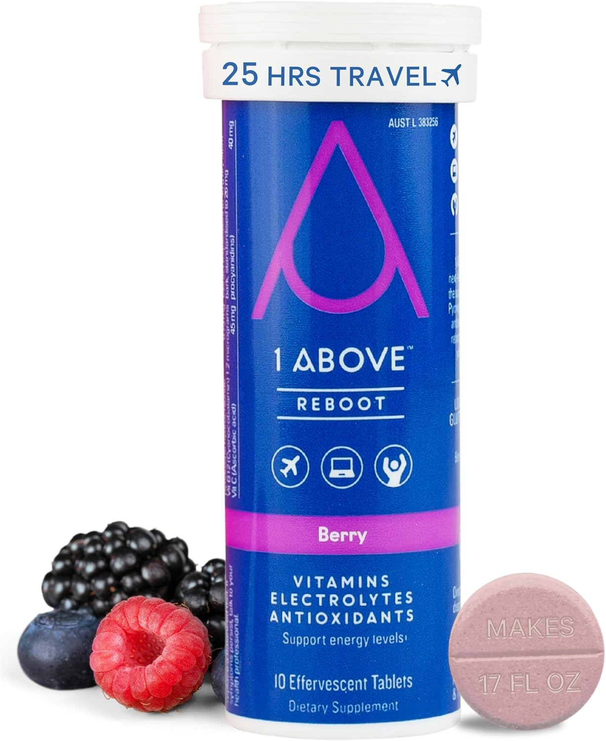 Jet Lag Relief Tablets - Berry-Flavored Effervescent Multivitamin With Pycnogenol Travel Supplement For Hydration, Energy, Immune Support And Faster Recovery - Flight Essential, 10 Tablets