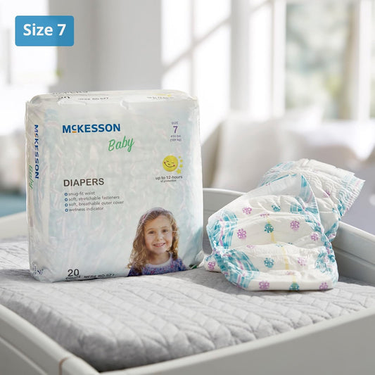 McKesson Baby Diapers, Size 7 (Over 35 lbs), 20 Count, 4 Packs, 80 Total