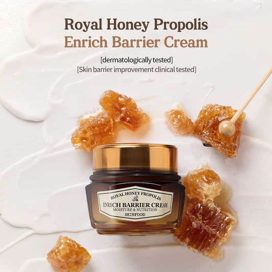 SKINFOOD Royal Honey Propolis Enrich Barrier Cream - 50% Black Bee Propolis & Royal Jelly Extract Face Cream - Propolis Serum for Skin - Royal Essence Facial Cream - 2.13 Fl. Oz (63 mL)