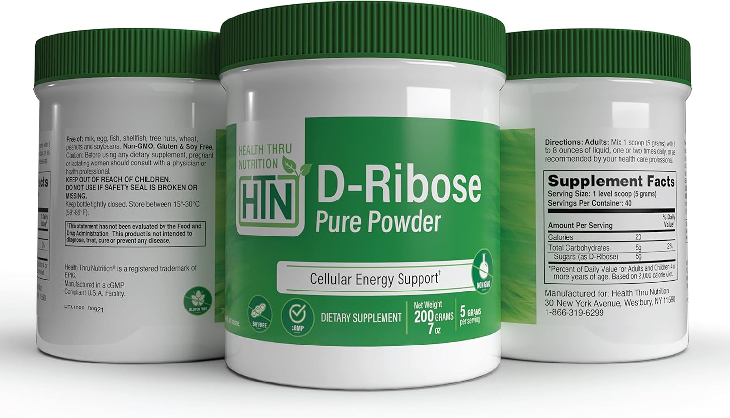 Health Thru Nutrition D-Ribose Pure Powder | Cellular Energy Support | Non-Gmo Gluten And Soy Free 200G : Health & Household