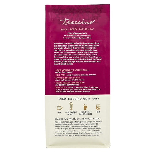 Teeccino Almond Amaretto Chicory Coffee Alternative - Ground Herbal Coffee That’S Prebiotic, Caffeine Free & Acid Free, Medium Roast, 11 Ounce