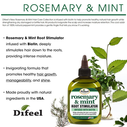 Difeel Rosemary And Mint Oil Root Stimulator With Biotin 2.5 Oz. - Hair Growth Scalp Treatment