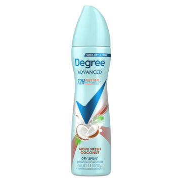 Degree Antiperspirant Deodorant Dry Spray Coconut & Hibiscus 72-Hour Sweat And Odor Protection Deodorant Spray With Body Heat Activated Technology 3.8 Oz