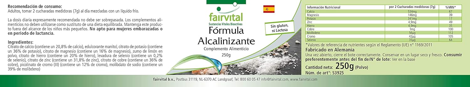 Fairvital | Alkaline powder - with calcium and magnesium - VEGAN - 250g : Amazon.co.uk: Health & Personal Care