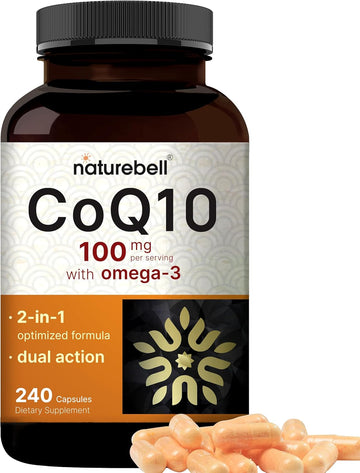 Coq10 (Ubiquinone) 100Mg With Omega 3 Fatty Acids, 240 Capsules | Stable High Absorption Form – Antioxidant Support For Heart & Energy Health – Extra Strength Coenzyme Q10 Supplement