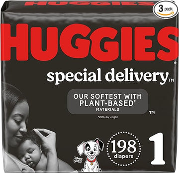 Huggies Special Delivery Hypoallergenic Baby Diapers Size 1 (up to 14 lbs), 198 Ct, Fragrance Free, Safe for Sensitive Skin