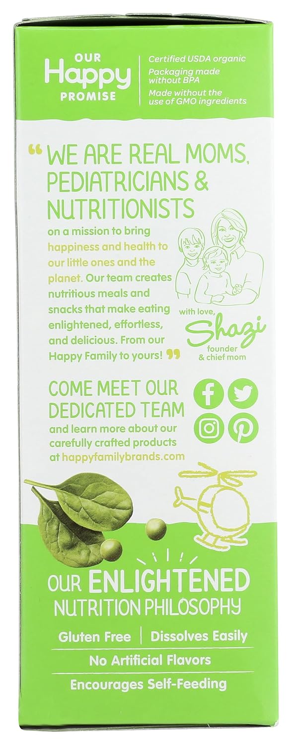Happy Baby, Baby Food Teether Pea Spinach Organic 0.14 Ounce (Pack Of 12)
