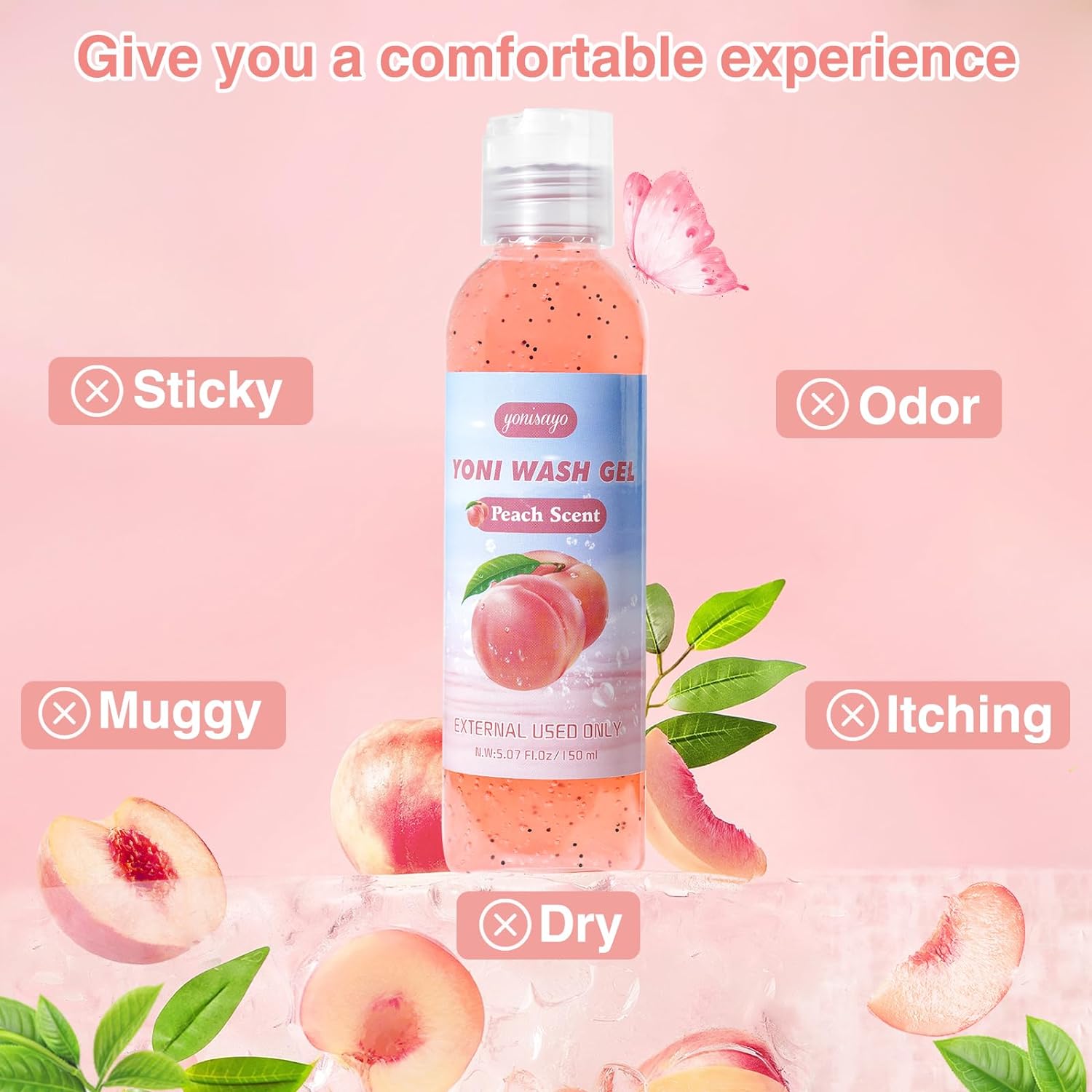 2 PCS Yoni Wash, Natural Feminine Wash Vaginal Wash for Women Ph Balance, Yoni Body Wash for Intimate Moisturizing Remove Odor Deodorant, Peach Scent : Health & Household