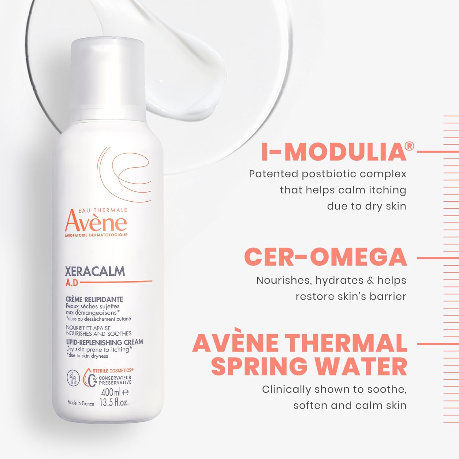 Avène Xeracalm A.D Lipid-Replenishing Cleansing Oil, Atopic Dermatitis, Eczema-Prone Skin, Gentle Face, Body + Scalp Cleansing Oil, For Infants, Children & Adults, Fragrance-Free, Pump, 13.5 Oz