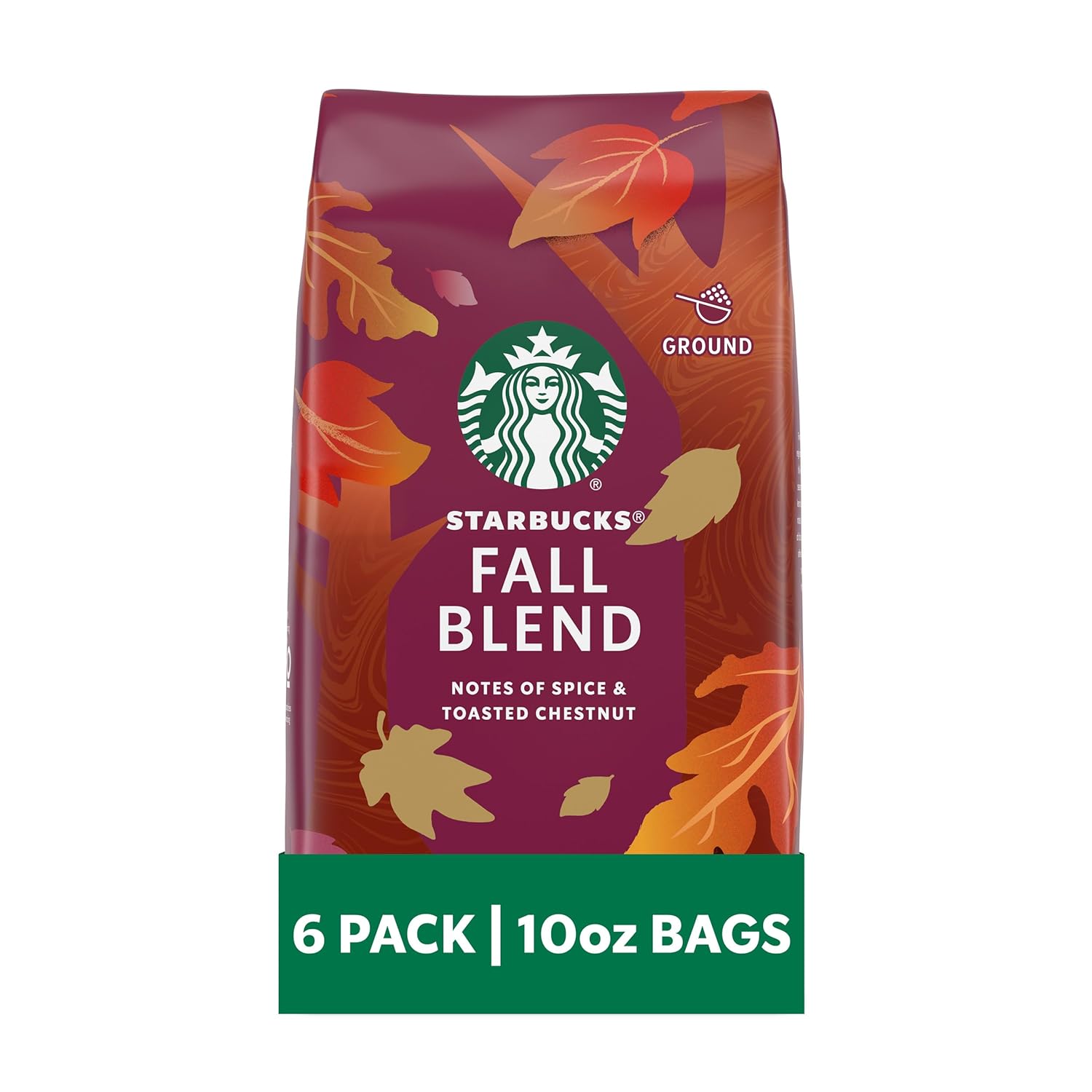 Starbucks Ground Coffee, Medium Roast Coffee, Fall Blend, 100% Arabica, Limited Edition, 6 Bags (10 Oz Each)