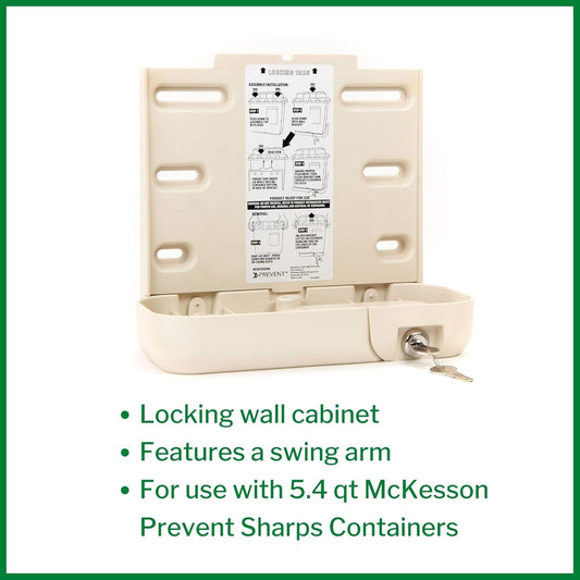 Mckesson Prevent Sharps Locking Wall Cabinet - For Biohazard Infectious Waste - 10 In X 4.35 In X 9.36 In, 1 Count