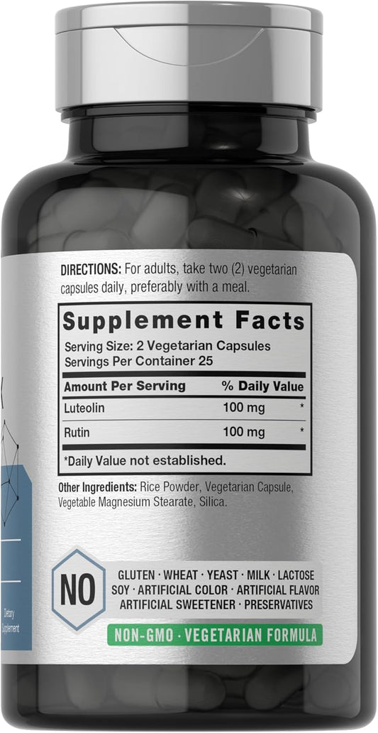Horbäach Luteolin Complex Supplement | With Rutin | 50 Capsules | Vegetarian, Non-Gmo & Gluten Free Flavonoid Formula