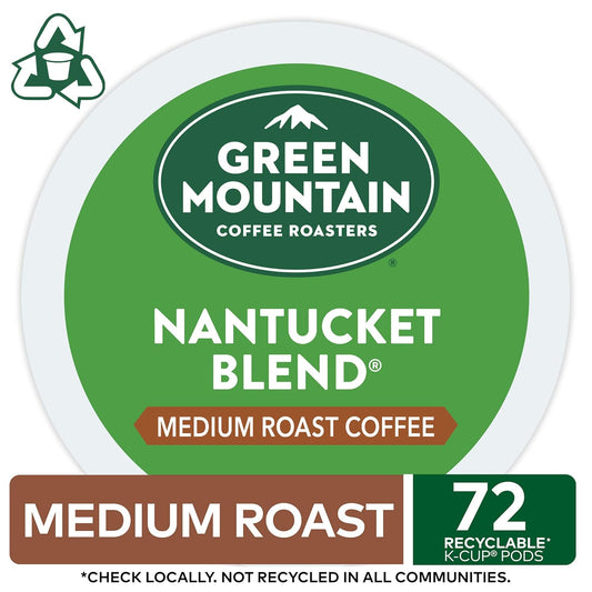 Green Mountain Coffee Roasters Nantucket Blend Keurig Single-Serve K-Cup Pods, Medium Roast Coffee, 72 Count (6 Packs of 12)