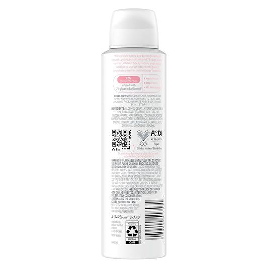 Dove Whole Body Deodorant Cooling Spray Raspberry & Rose Aluminum Free 4Oz