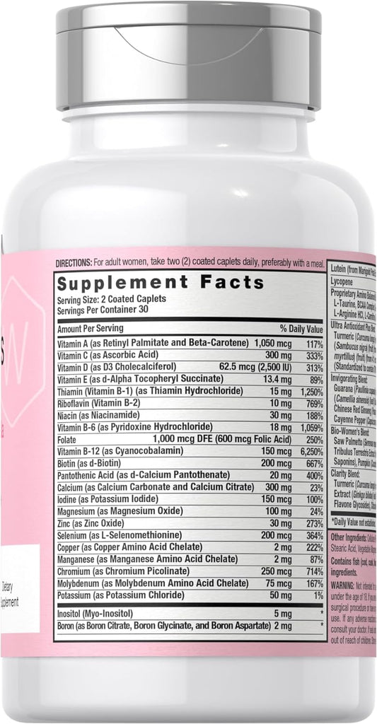 Women's Multivitamin | 60 Coated Caplets | Advanced Formula Daily Multivitamin | Non-GMO & Gluten Free Supplement | by Horbaach