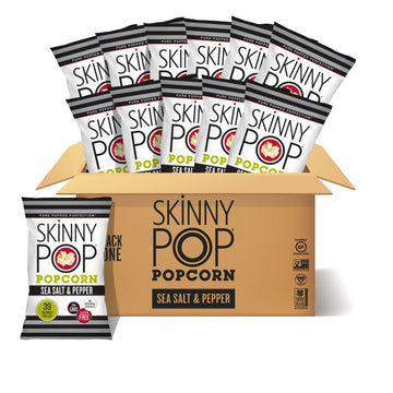 Skinnypop Sea Salt & Pepper Popcorn, Gluten Free, Non-Gmo, Healthy Popcorn Snacks, Skinny Pop, 4.4Oz Grocery Size Bags (12 Count)