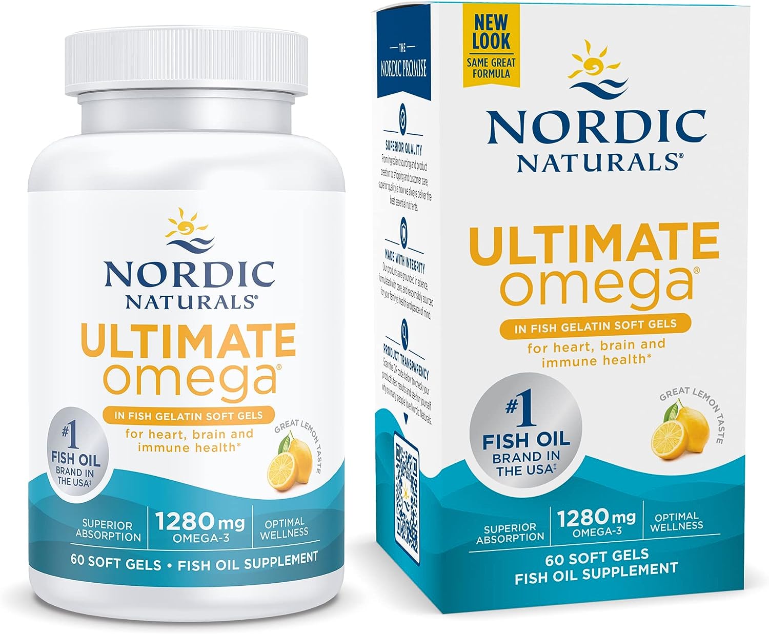 Nordic Naturals Ultimate Omega in Fish Gelatin, Lemon Flavor - 60 Soft