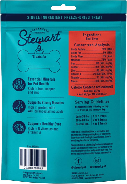 Stewart Freeze Dried Dog Treats Wellness Variety Pack (Beef Liver, 4 Oz. + Healthy Hips, 4 Oz. + Healthy Gut, 4 Oz.) Healthy, Natural, Limited Ingredient, Grain Free Dog Treat (3 Pouch Bundle)