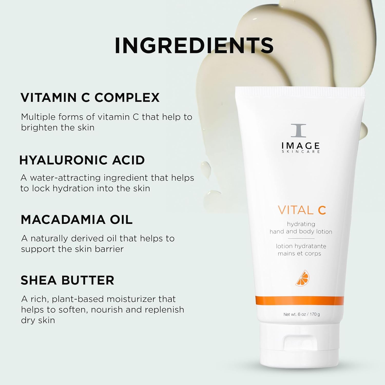 IMAGE Skincare, VITAL C Hydrating Hand and Body Lotion, Brightening and Moisturizing with Vitamin C, Shea Butter and Hyaluronic Acid, 6 oz : Beauty & Personal Care