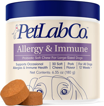 Petlab Co. Allergy & Immune Daily Probiotics For Dogs. Supports Yeast Production, Seasonal Allergies, Intermittent Itchiness, Gut & Digestive Health - 30 Chews - Available In Small, Medium, & Large
