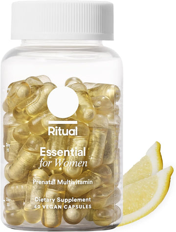 Ritual Prenatal Vitamins: Folate & Choline for Neural Tube Support, Omega-3 DHA for Fetal Brain Development, Iron, Calcium-Helper D3 & K2, Non-GMO, Citrus Essenced, 30 Day Supply, 60 Vegan Capsules