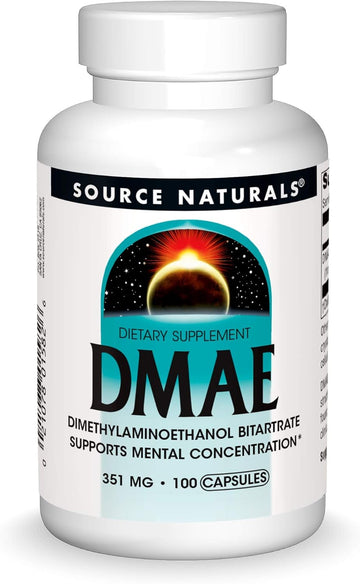 Source Naturals Dmae, Dimethylaminoethanol Bitartrate - Supports Mental Concentration*, 351Mg - 100 Capsules