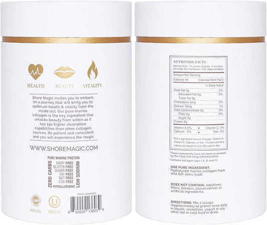 Premium Marine Collagen Powder With Type I Ii Iii And Iv Hydrolyzed Peptides For Women Men Sustainably Sourced Wild Fish Unflavored Certified Halal Kosher - 4 Month Supply (Price 3 Months)