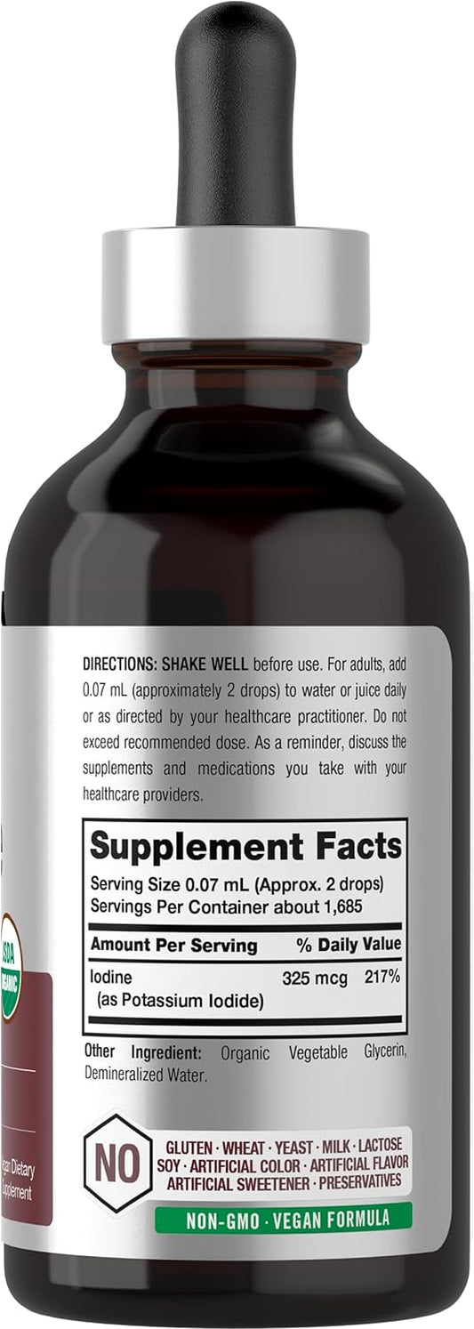 Horbäach Nascent Iodine | 325mcg | 4oz | Organic Liquid Supplement | Vegan, Non-GMO & Gluten Free Vitamin