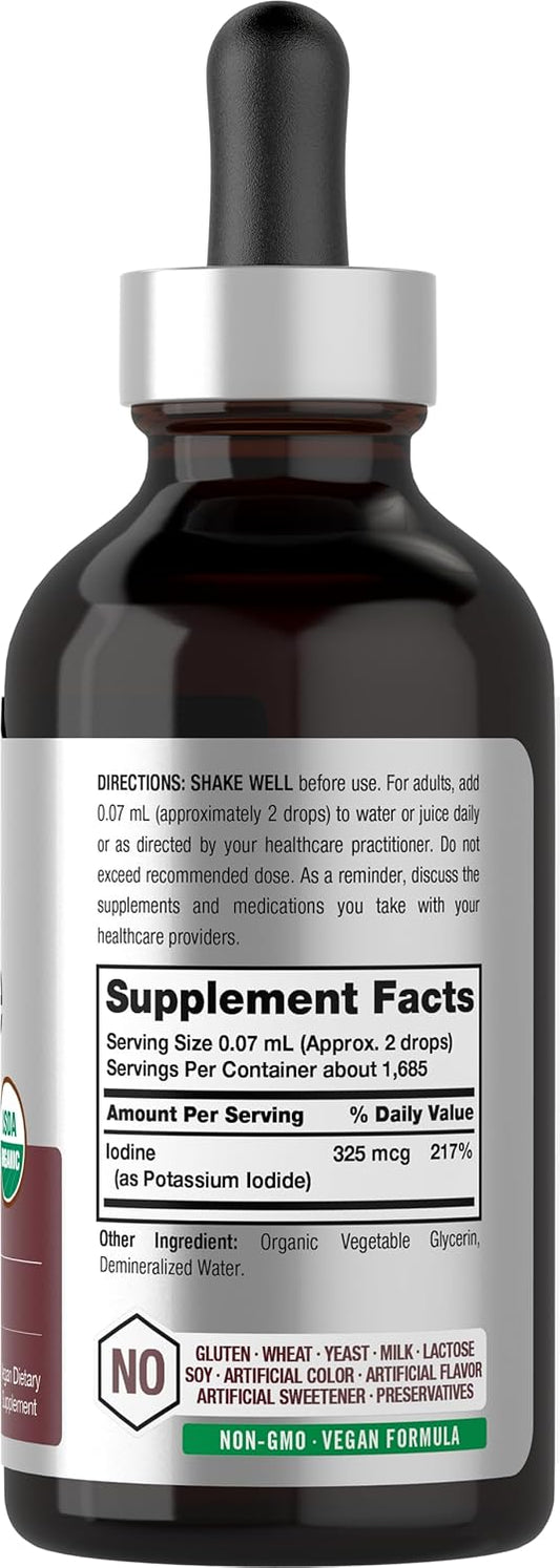 Horbäach Nascent Iodine | 325Mcg | 4Oz | Organic Liquid Supplement | Vegan, Non-Gmo & Gluten Free Vitamin