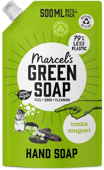 Marcel'S Green Soap - Hand Soap Refill Tonka & Muguet - Handwash Dispenser Refill - 100% Eco Friendly - 100% Vegan - 97% Biodegradable - 500 Ml