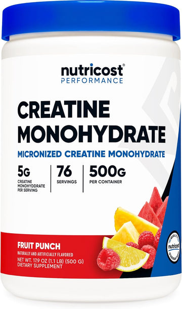 Nutricost Creatine Monohydrate Powder (Fruit Punch, 500 Gram)